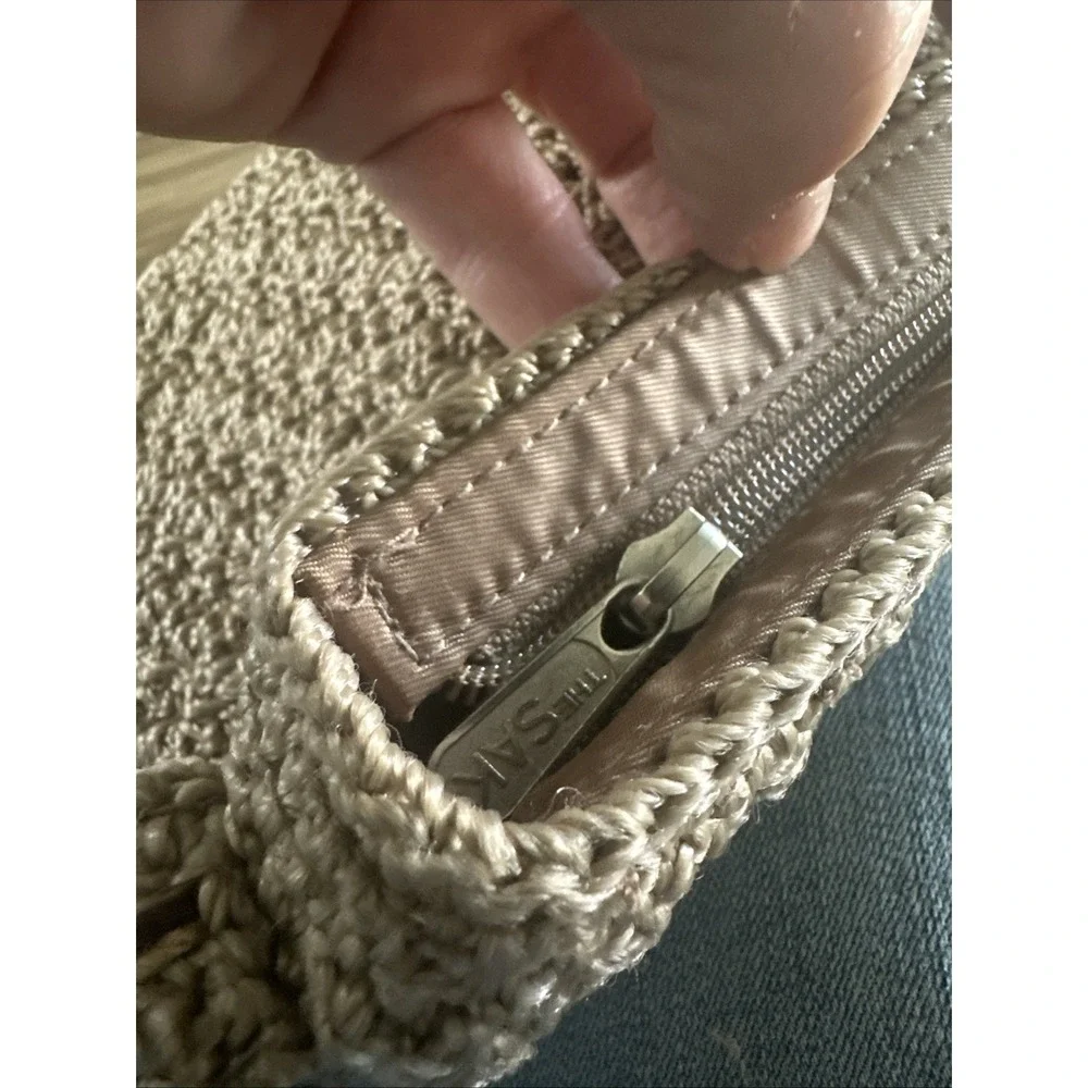 THE SAK Crochet Natural Taupe Shoulder Bag Small